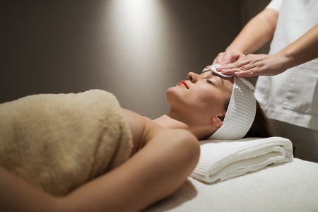 Skin and face treatment at massage spa resortの写真素材