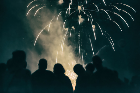 Crowd watching foreworksの写真素材