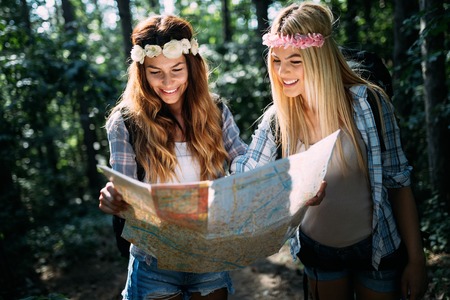 Beautiful young women spending time in natureの写真素材