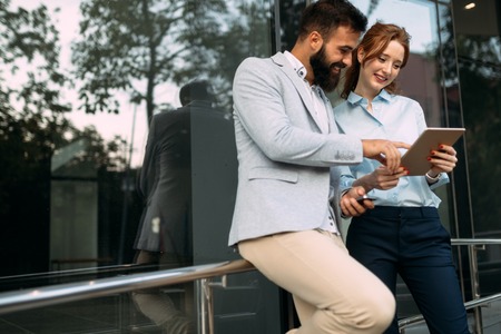 Picture of handsome businessman and attractive businesswomanの写真素材