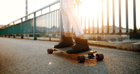 Close up of woman ready to extreme funny rideの写真素材