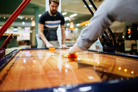 Air hockey is fun even for adultsの写真素材