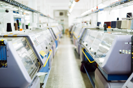 Textile industry machines in factoryの写真素材