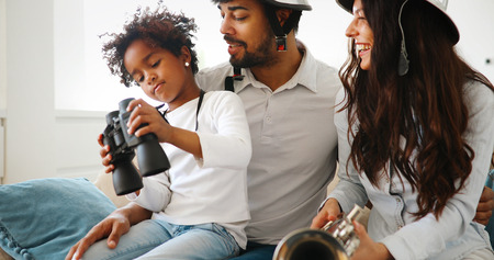 Cute african american family enjoying timeの写真素材