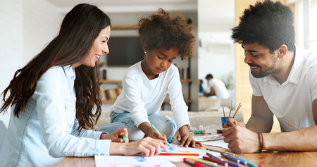 Picture of happy family spending time togetherの写真素材