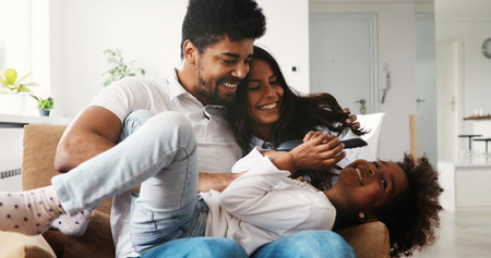 Picture of happy family spending time togetherの写真素材