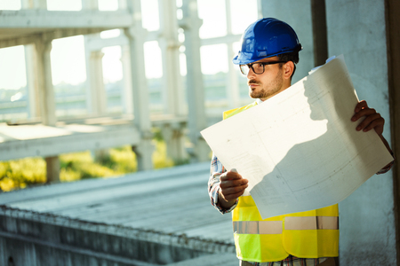 Young business man construction site engineerの写真素材