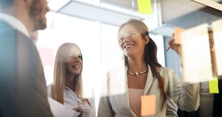 Business people having fun in officeの写真素材