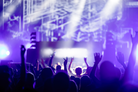 Picture of dancing crowd at music festivalの写真素材
