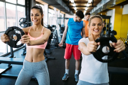 Group of people have workout in gymの写真素材
