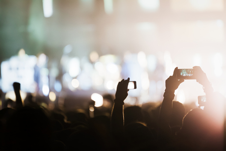 Picture of party people at music festivalの写真素材