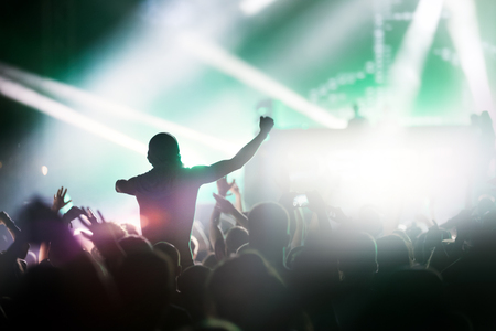 Picture of dancing crowd at music festivalの写真素材