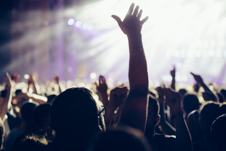 Picture of party people at music festivalの写真素材