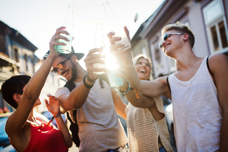 Group of young friends having fun togetherの写真素材