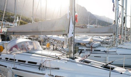 Picture of luxury white yachts in harbor