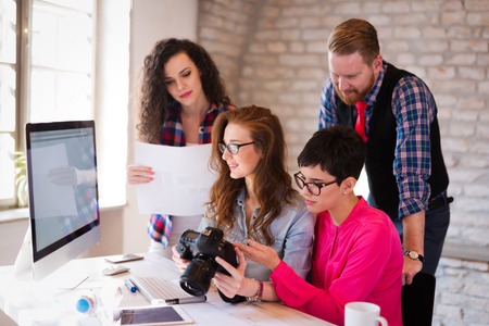 Picture of young architects discussing in officeの写真素材