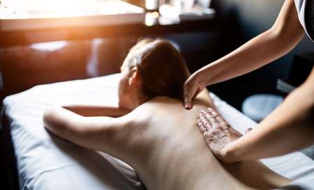 Healthy and beautiful woman in spa. Recreation, energy, health, massage