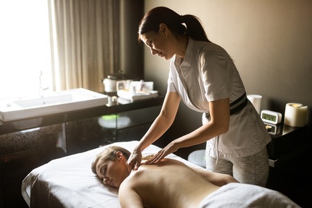 Healthy and beautiful woman in spa. Recreation, energy, health, massageの写真素材