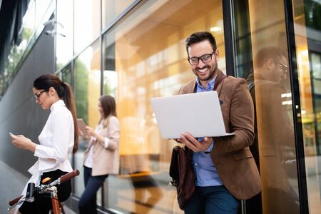 Business team digital device technology connecting conceptの写真素材