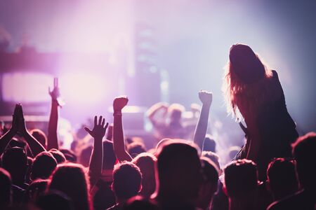 Picture of dancing crowd at music festivalの写真素材