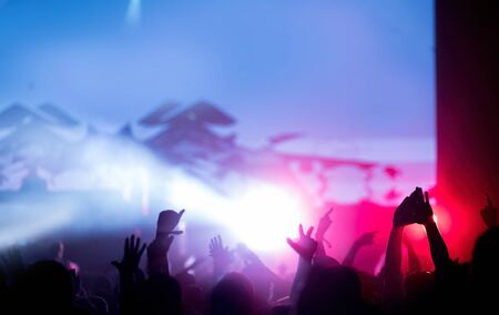 Picture of dancing crowd at music festivalの写真素材