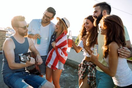 Friends of different culutres having fun, promoting peace without racial prejudicesの写真素材