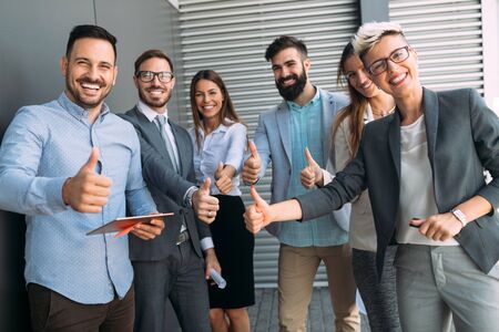 Successful entrepreneurs and business people achieving goals