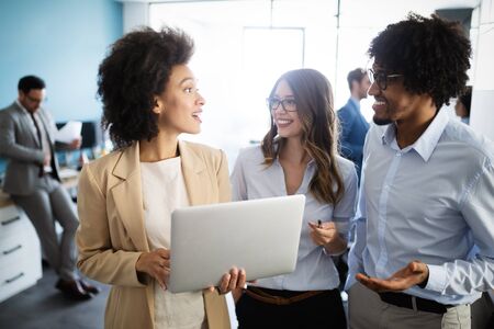 Successful group of business people at work in office