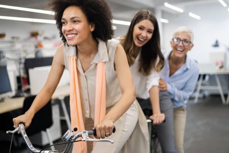 Happy business people are having fun in a modern office. Happy team concept.