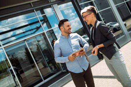 Business people having fun in modern officeの写真素材