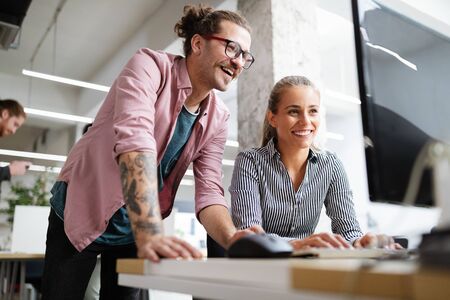 Programmer working in a software developing companyの写真素材