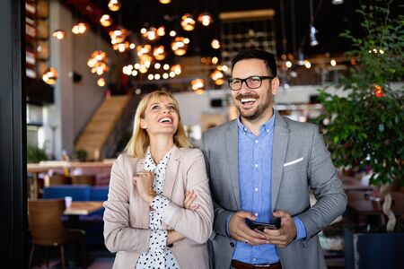 Successful company with happy employees in modern office