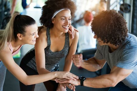Fitness, sport, training, gym, success and lifestyle conceptの写真素材