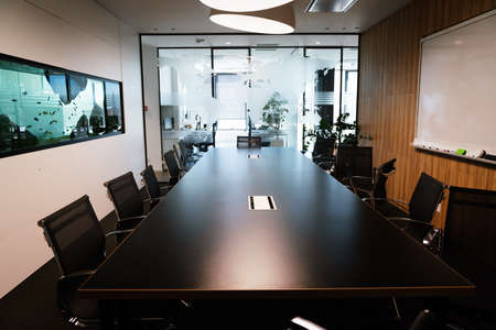 Empty conference room with board room tableの写真素材