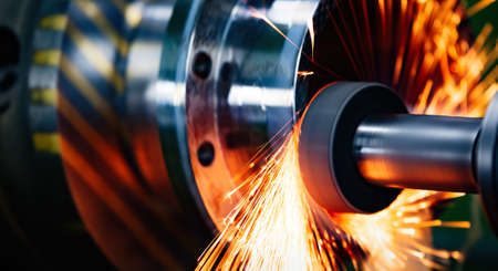 Machine tool in metal factory with drilling cnc machines