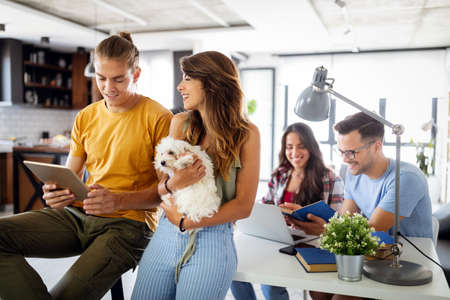 Group of young business people and designers working on project. Startup concept.の写真素材