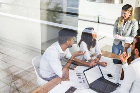 Startup diversity teamwork brainstorming business meeting concept.の写真素材