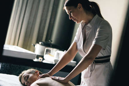 Healthy and beautiful woman in spa. Recreation, energy, health, massageの写真素材