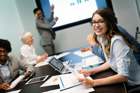 Succesful businesswoman CEO of company. Business success office meeting conceptの写真素材