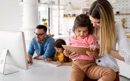 Education family online school technology lockdown conceptの写真素材