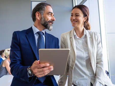 Corporate business team and manager in meeting. Business, people, teamwork concept.の写真素材