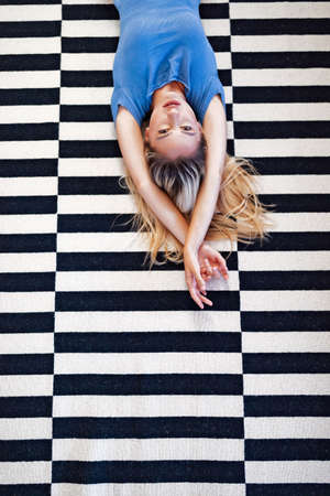 Portrait of a beautiful sensuality young woman with long blonde hairの写真素材