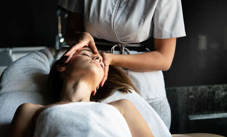 Healthy and beautiful woman in spa. Recreation, energy, health, massageの写真素材