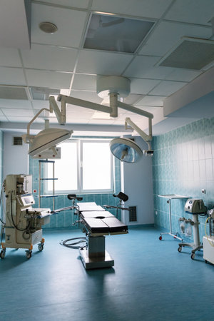 Equipment and medical devices in modern operating roomの写真素材