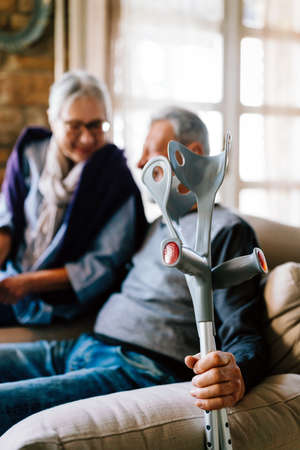 Happy senior retired couple at nursing home. Mature people healthcare love conceptの写真素材