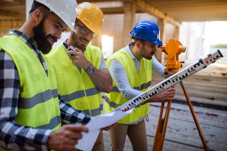 Picture of construction engineer working on building siteの写真素材