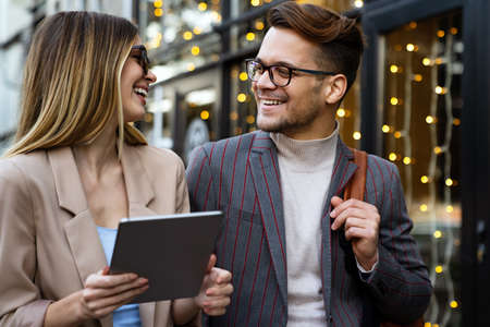 Business people discussion teamwork togetherness outdoors conceptの写真素材