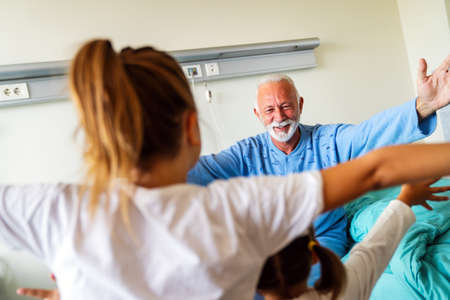 Happy grandfather is recoveringの写真素材