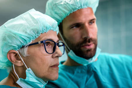 Health, medicine and pandemic concept. Doctors, medical workers working in a hospital.の写真素材