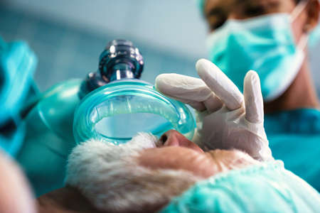 Procedure of anesthesia for surgery to treatment patient in operating room.